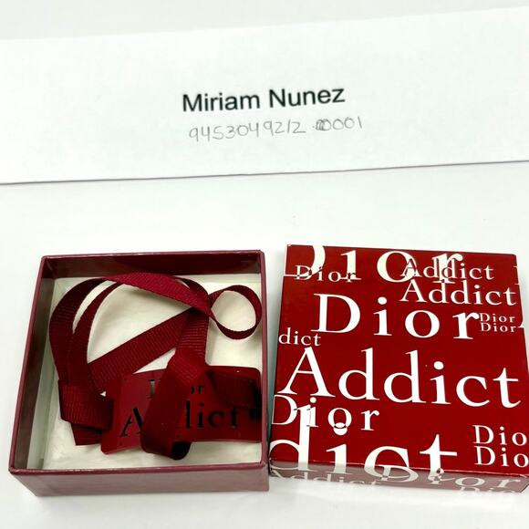 Christian Dior Addict Bracelet choker Red Logo Charm Ribbon type Limited RARE